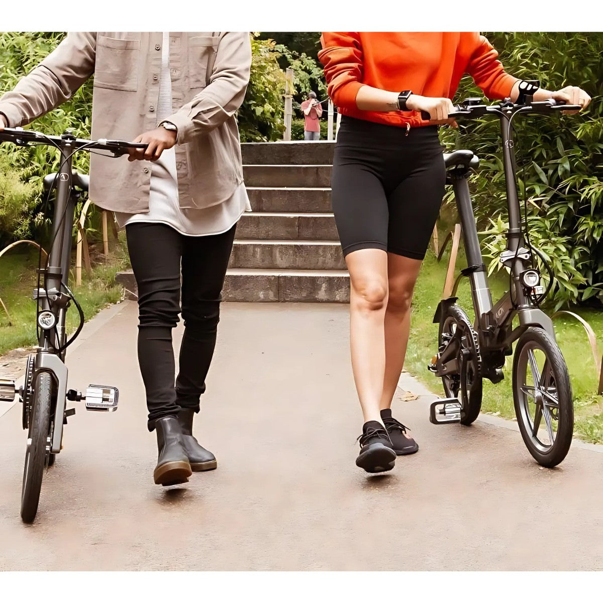 Axon Rides Pro Step-through Folding Electric Bike Outside - PEDAL & RIDE