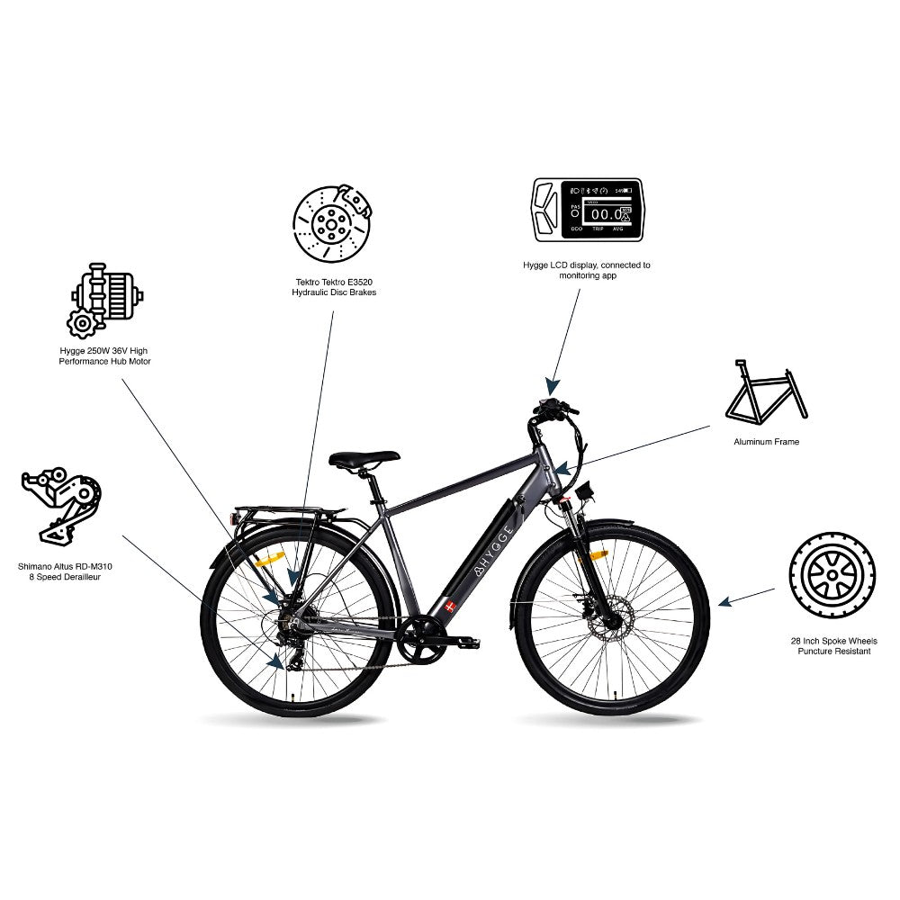 Hygge Aarhus Hybrid Electric Bike - Pedal & Ride
