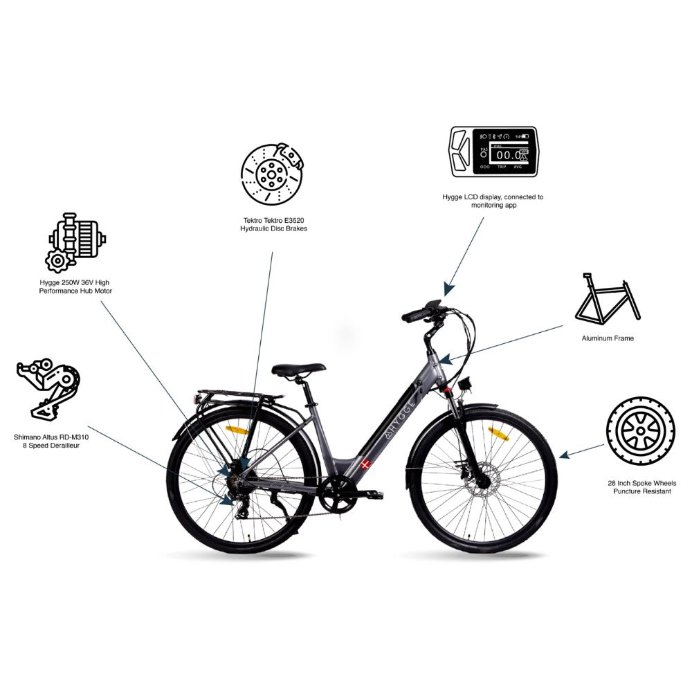 Hygge Aarhus Hybrid Step-Through Electric Bike - Pedal & Ride