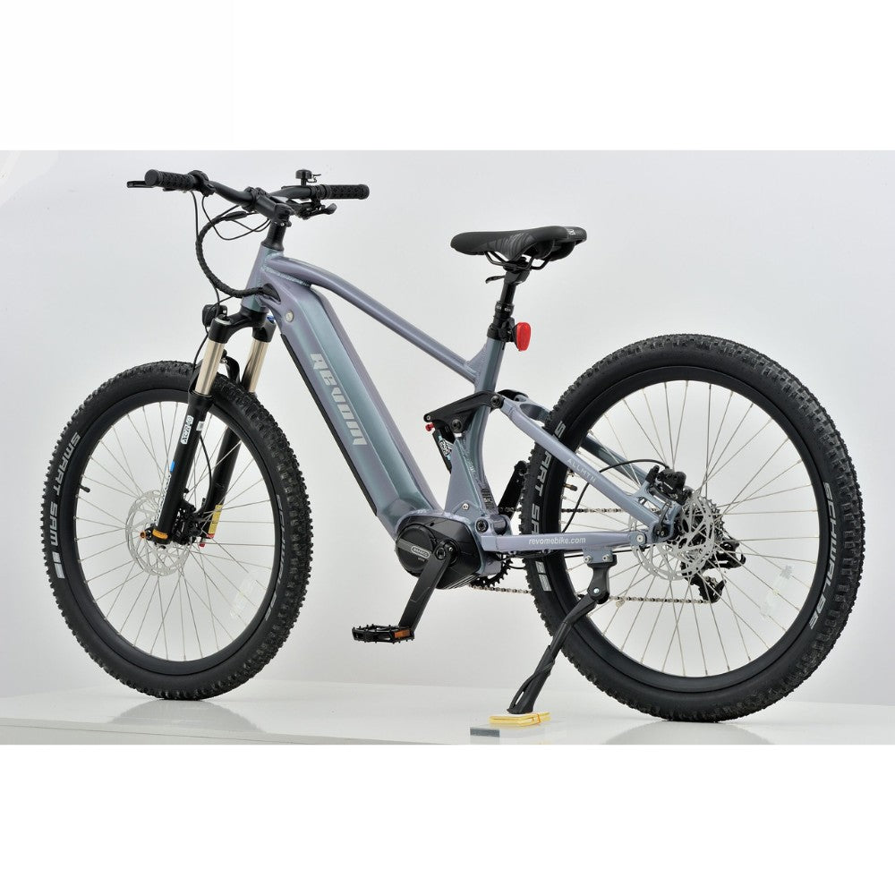 Revom M1 Full Suspension MTB Electric Bike Rear Left - PEDAL & RIDE