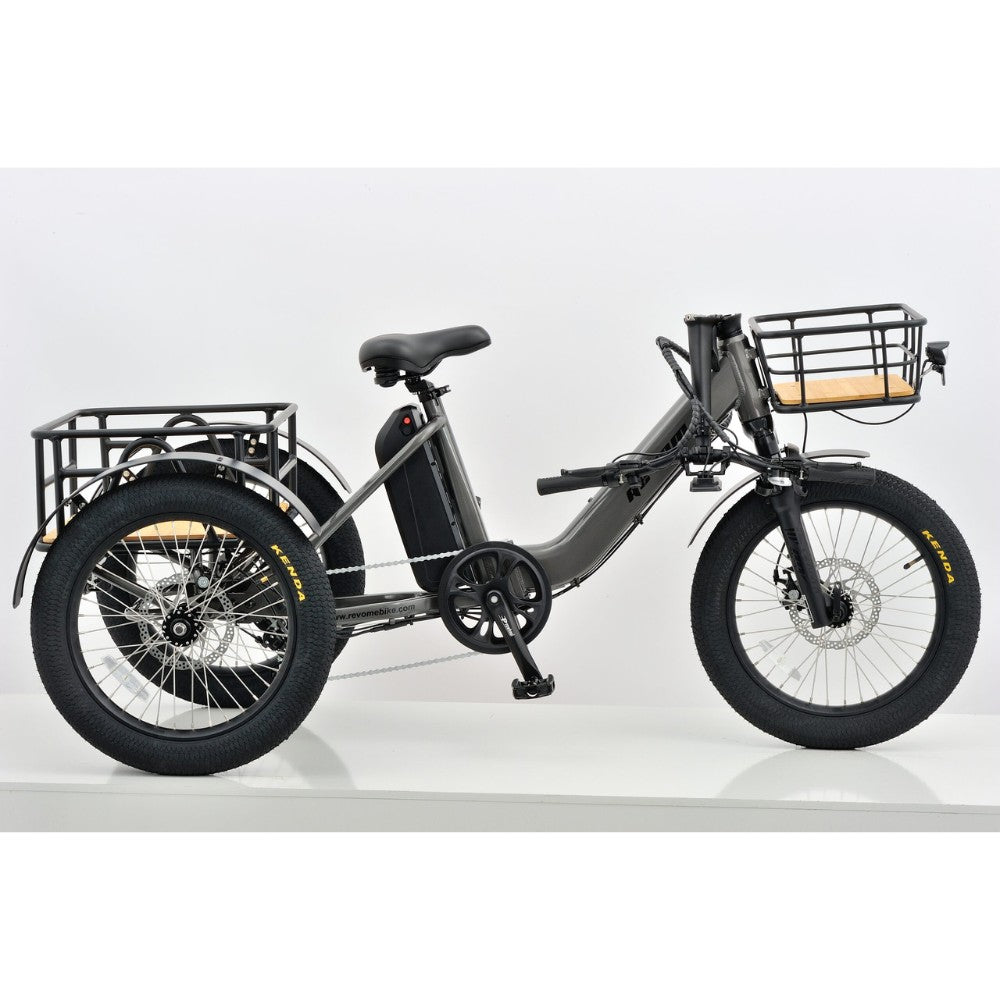 Revom T1F Mover Folding Cargo Tricycle Electric Bike Grey Folded - PEDAL & RIDE