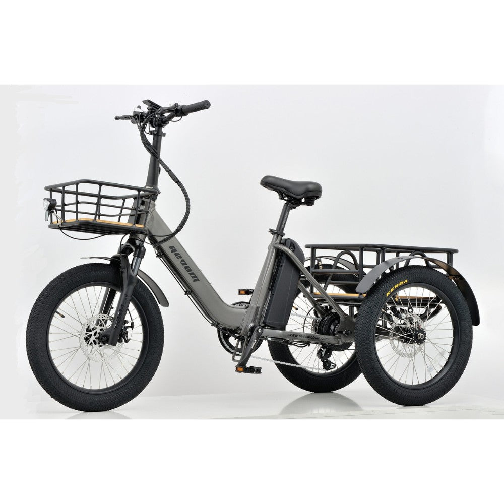 Revom T1F Mover Folding Cargo Tricycle Electric Bike Grey Left - PEDAL & RIDE