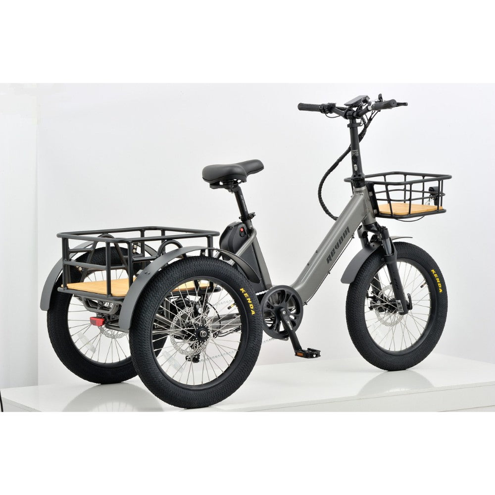 Revom T1F Mover Folding Cargo Tricycle Electric Bike Grey Rear Right - PEDAL & RIDE