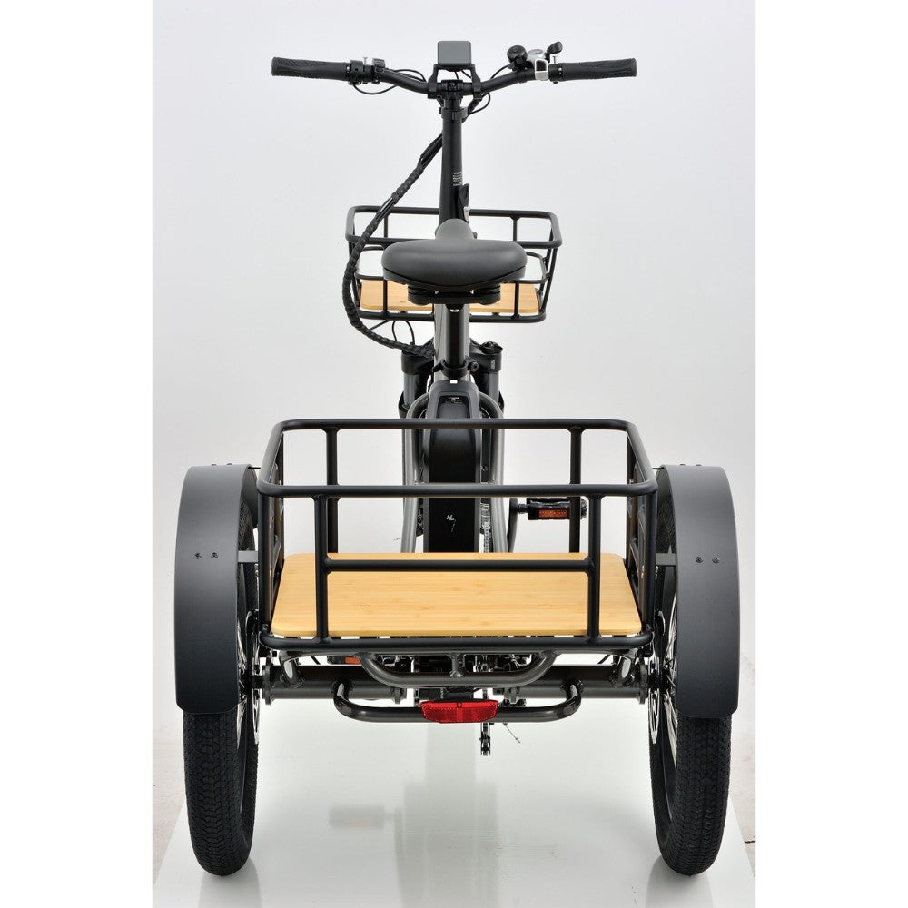 Revom T1F Mover Folding Cargo Tricycle Electric Bike Grey Rear - PEDAL & RIDE