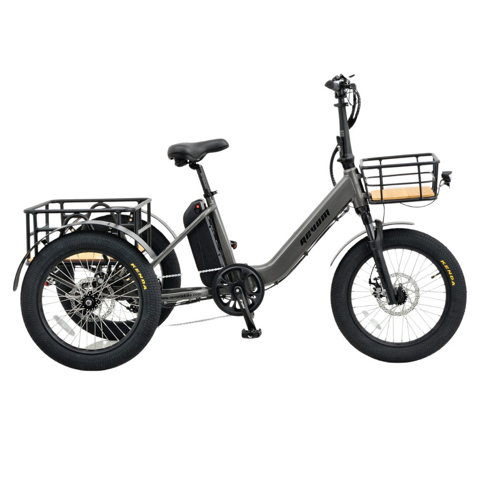 Revom T1F Mover Folding Cargo Tricycle Electric Bike Grey - PEDAL & RIDE