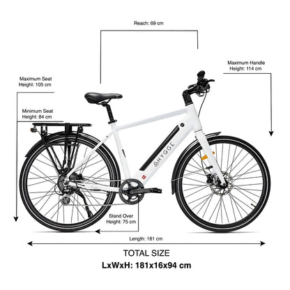 Hygge Losso Hybrid Electric Bike Size Guide - PEDAL & RIDE