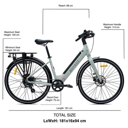 Hygge Nivo Hybrid Step-Through Electric Bike Size Guide - PEDAL & RIDE