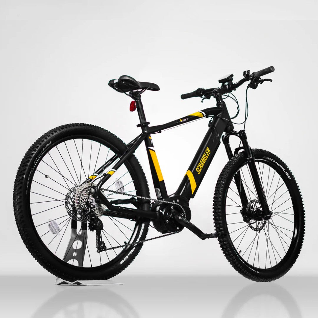 Mark2 Scrambler XC electric mountain bike rear view black - PEDAL & RIDE