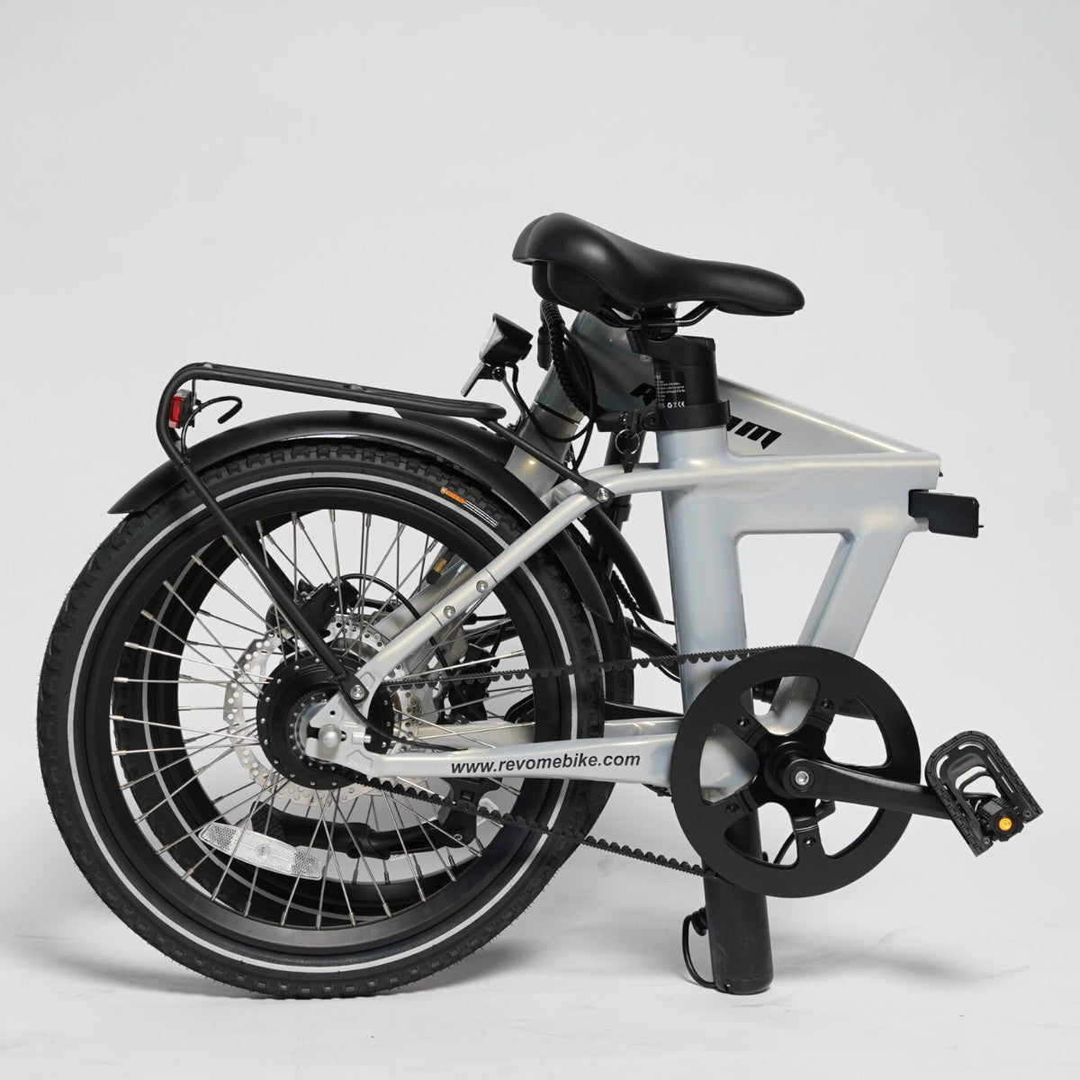 Revom Magi Pro Folding Electric Bike Pearlescent White Folded - PEDAL & RIDE