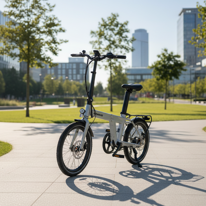 Revom Magi Pro Folding Electric Bike White City Park - PEDAL & RIDE
