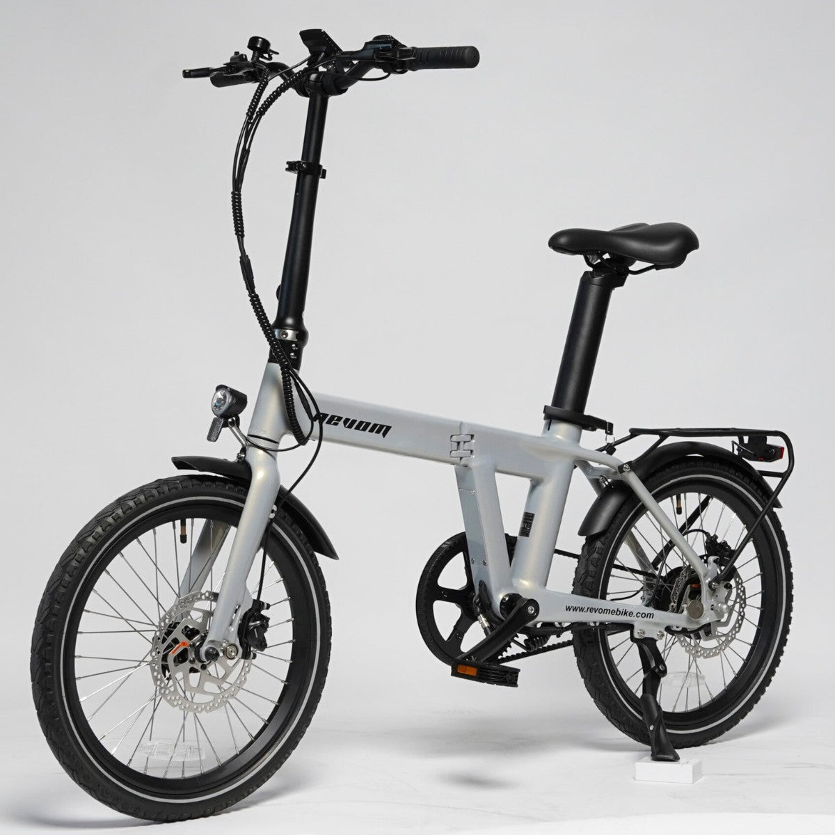 Revom Magi Pro Folding Electric Bike Pearlescent White Front Left - PEDAL & RIDE