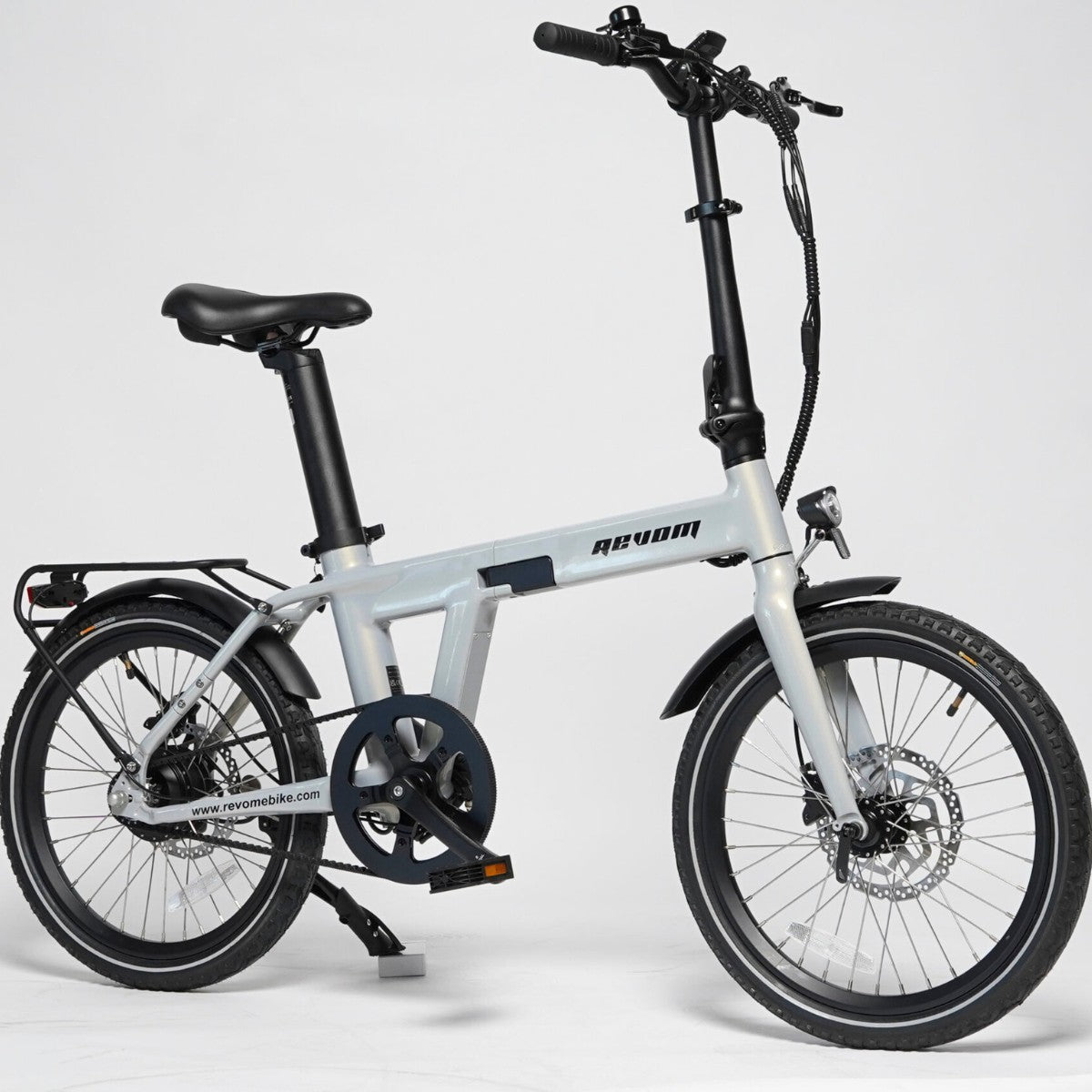 Revom Magi Pro Folding Electric Bike Pearlescent White Front Right - PEDAL & RIDE