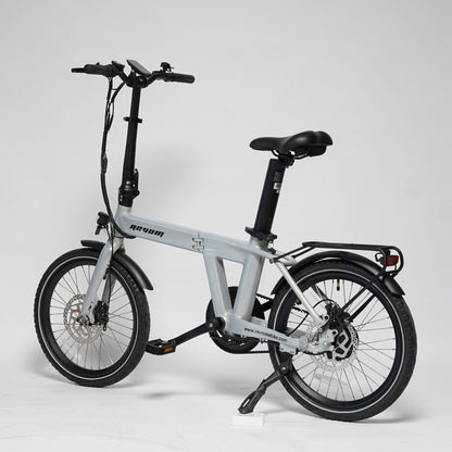 Revom Magi Pro Folding Electric Bike Pearlescent White Rear Left - PEDAL & RIDE