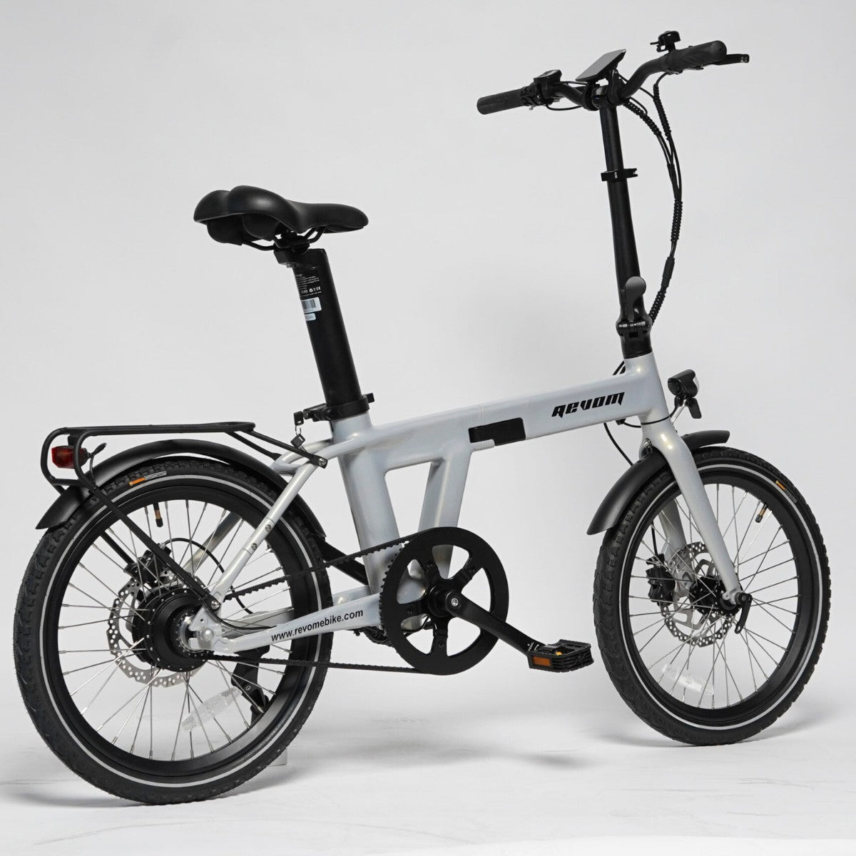 Revom Magi Pro Folding Electric Bike Pearlescent White Rear Right - PEDAL & RIDE